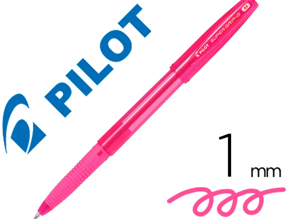 Stylo-bille pilot super grip g neon capuchon pointe moyenne bille ultra-resistante corps et