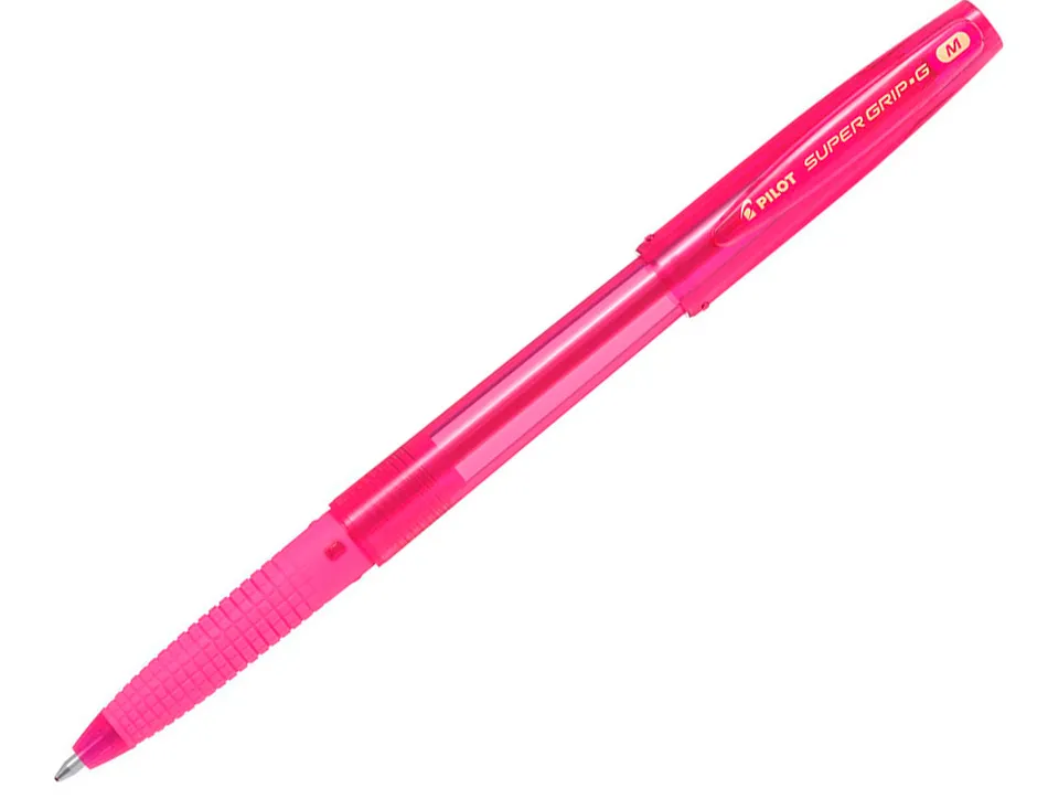 Stylo-bille pilot super grip g neon capuchon pointe moyenne bille ultra-resistante corps et