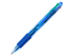 Stylo-bille q-connect 4 couleurs écriture moyenne 0.7mm corps translucide bleuté encre classique noir bleu rouge vert