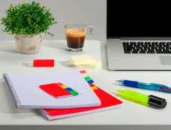Stylo-bille q-connect 4 couleurs écriture moyenne 0.7mm corps translucide bleuté encre classique noir bleu rouge vert