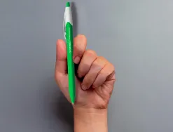Stylo-bille q-connect biodegradable vert écriture moyene 0.5mm encre classique rétractable couleur bleu