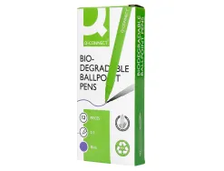 Stylo-bille q-connect biodegradable vert écriture moyene 0.5mm encre classique rétractable couleur bleu