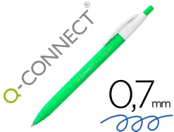 Stylo-bille q-connect biodegradable vert écriture moyene 0.5mm encre classique rétractable couleur bleu
