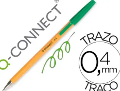 Stylo-bille q-connect écriture fine 0.3mm encre classique bille indéformable capuchon encre couleur vert
