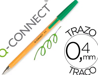 Stylo-bille q-connect écriture fine 0.3mm encre classique bille indéformable capuchon encre couleur vert