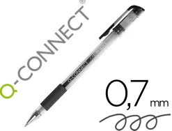 Stylo-bille q-connect écriture moyenne 0.5mm corps translucide grip caoutchouc coloris noir
