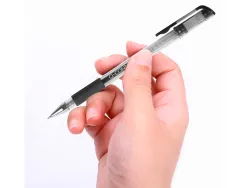 Stylo-bille q-connect écriture moyenne 0.5mm corps translucide grip caoutchouc coloris noir