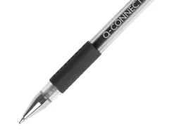 Stylo-bille q-connect écriture moyenne 0.5mm corps translucide grip caoutchouc coloris noir