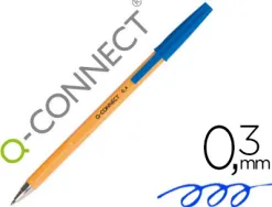 Stylo-bille q-connect écriture fine 0.3mm encre classique bille indéformable capuchon encre couleur bleu