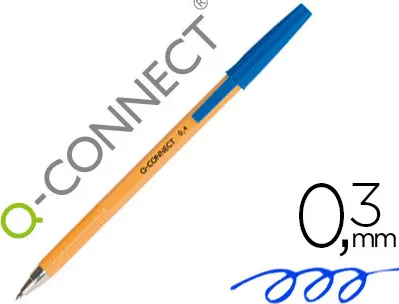 Stylo-bille q-connect écriture fine 0.3mm encre classique bille indéformable capuchon encre couleur bleu