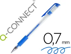 Stylo-bille q-connect écriture moyenne 0.5mm corps translucide grip caoutchouc coloris bleu