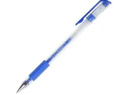 Stylo-bille q-connect écriture moyenne 0.5mm corps translucide grip caoutchouc coloris bleu