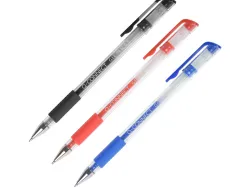 Stylo-bille q-connect écriture moyenne 0.5mm corps translucide grip caoutchouc coloris bleu