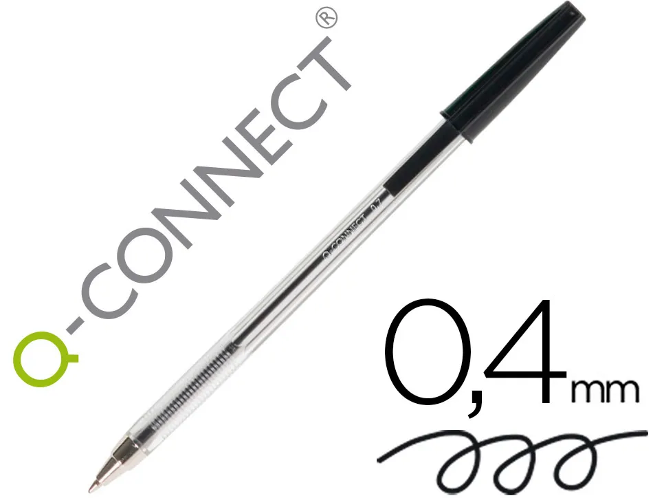 Stylo-bille q-connect écriture moyenne 0.7mm encre classique bille indéformable capuchon couleur encre noir