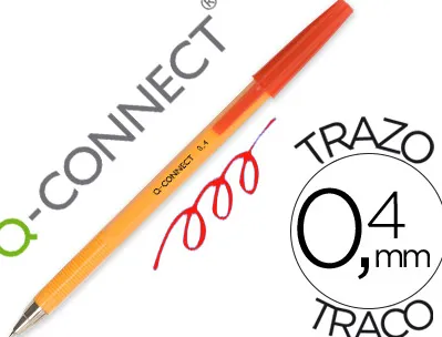 Stylo-bille q-connect écriture fine 0.3mm encre classique bille indéformable capuchon encre couleur rouge