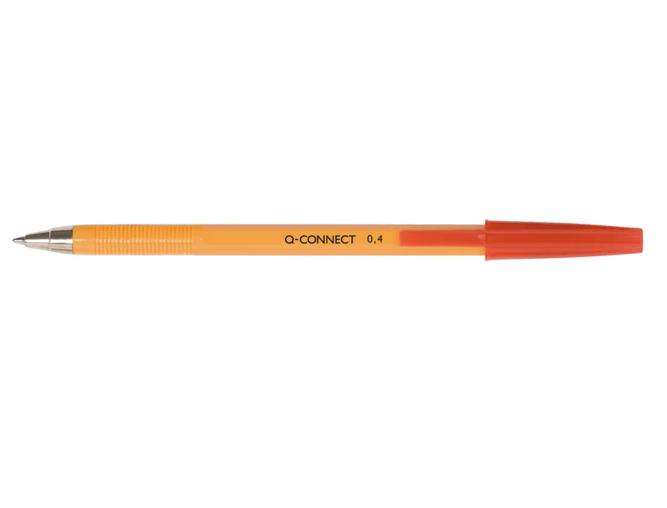 Stylo-bille q-connect écriture fine 0.3mm encre classique bille indéformable capuchon encre couleur rouge