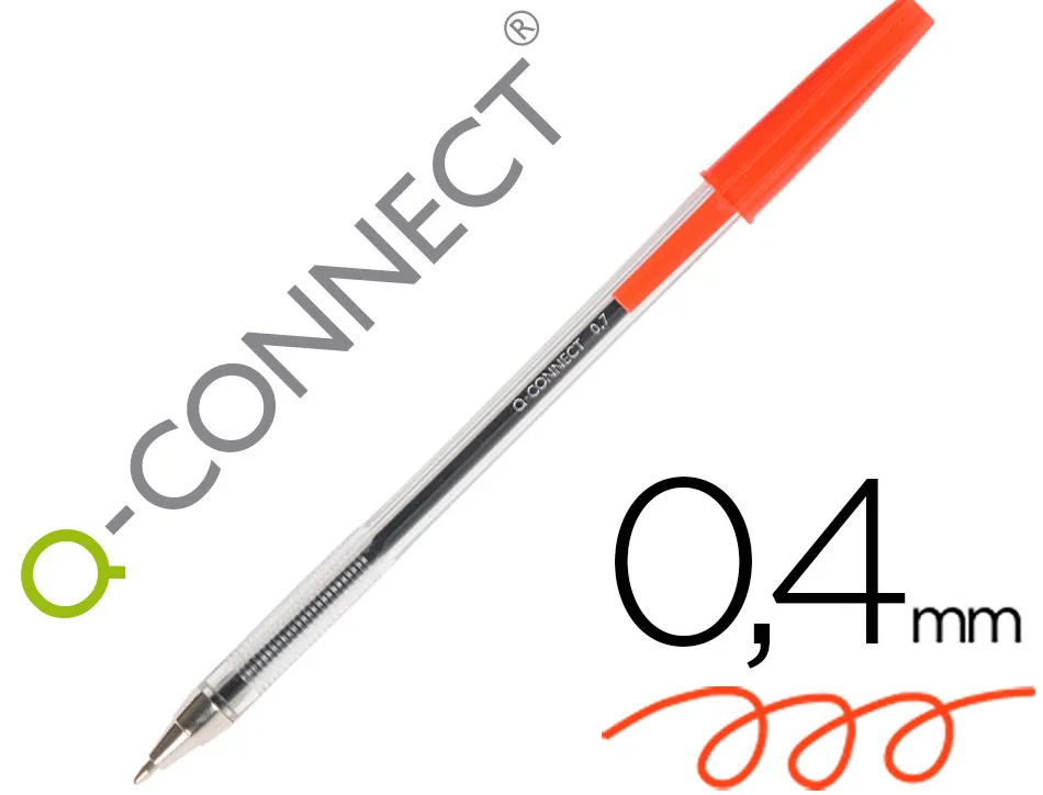 Stylo-bille q-connect écriture moyenne 0.7mm encre classique bille indéformable capuchon couleur encre rouge