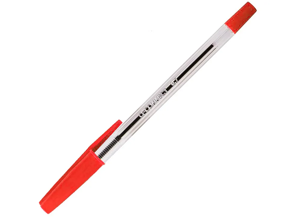 Stylo-bille q-connect écriture moyenne 0.7mm encre classique bille indéformable capuchon couleur encre rouge