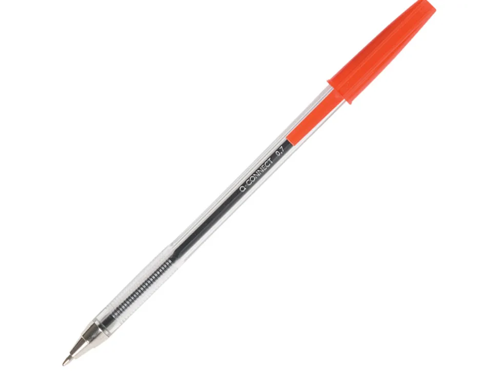 Stylo-bille q-connect écriture moyenne 0.7mm encre classique bille indéformable capuchon couleur encre rouge