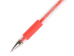 Stylo-bille q-connect écriture moyenne 0.5mm corps translucide grip caoutchouc coloris rouge
