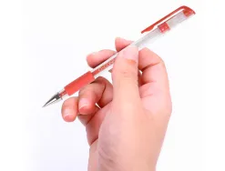Stylo-bille q-connect écriture moyenne 0.5mm corps translucide grip caoutchouc coloris rouge