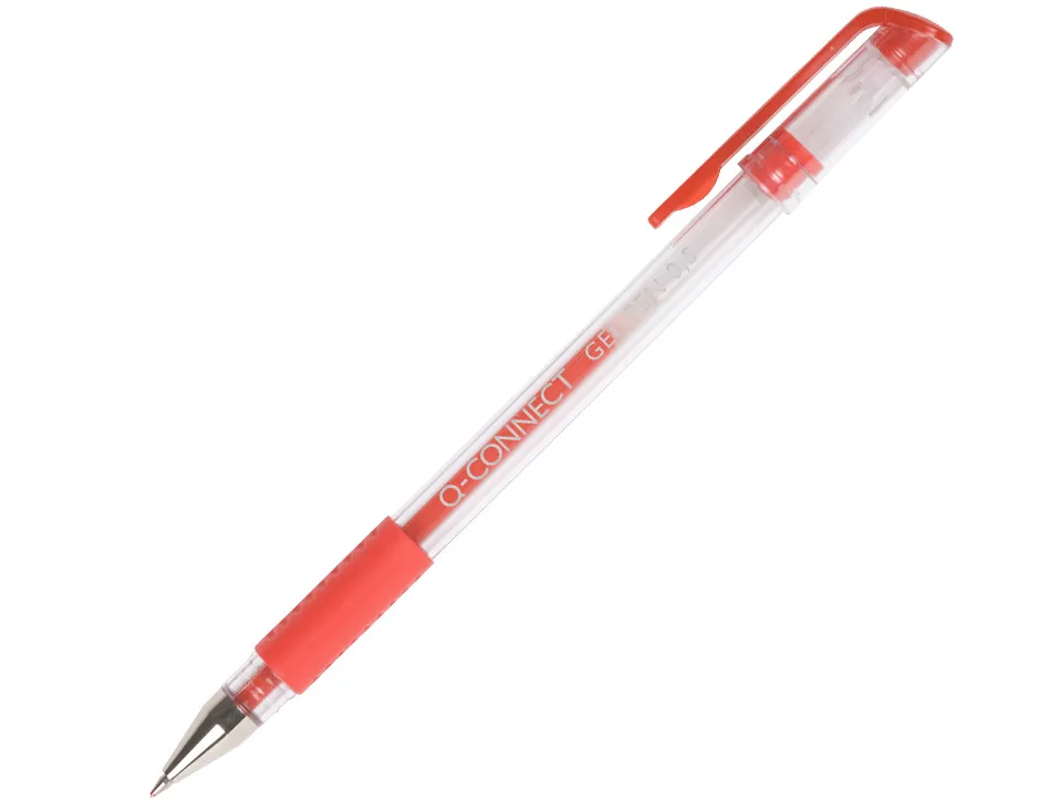 Stylo-bille q-connect écriture moyenne 0.5mm corps translucide grip caoutchouc coloris rouge