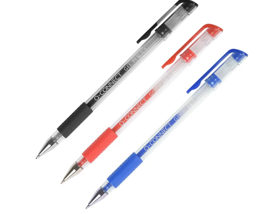 Stylo-bille q-connect écriture moyenne 0.5mm corps translucide grip caoutchouc coloris rouge