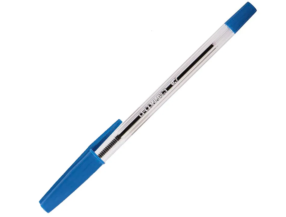 Stylo-bille q-connect écriture moyenne 0.7mm encre classique bille indéformable capuchon couleur encre bleu