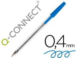 Stylo-bille q-connect écriture moyenne 0.7mm encre classique bille indéformable capuchon couleur encre bleu
