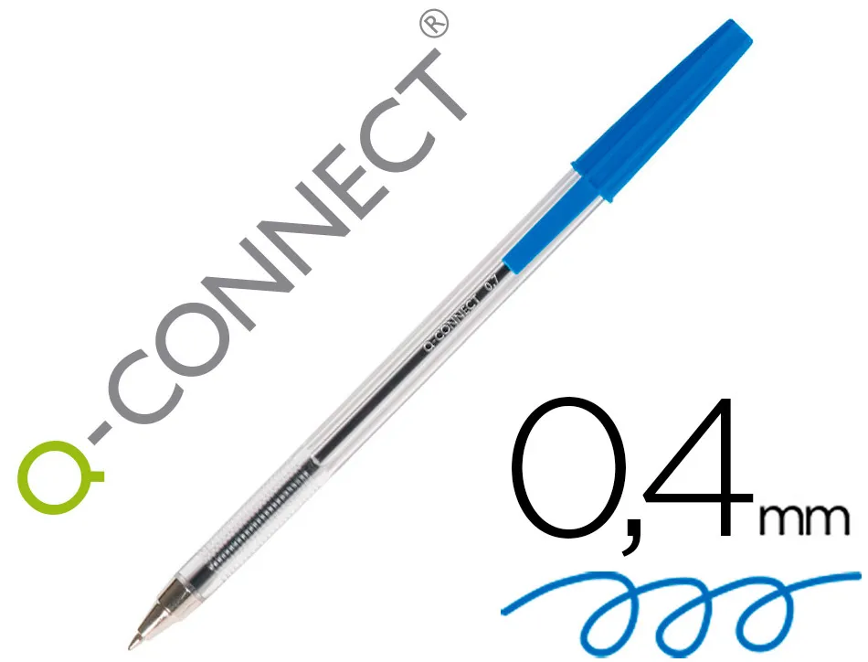 Stylo-bille q-connect écriture moyenne 0.7mm encre classique bille indéformable capuchon couleur encre bleu