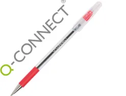 Stylo-bille q-connect grip caoutchouc couleur encre corps translucide rouge