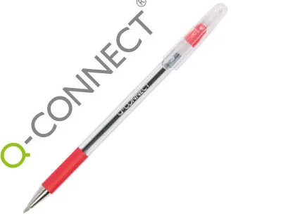 Stylo-bille q-connect grip caoutchouc couleur encre corps translucide rouge