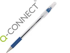 Stylo-bille q-connect grip caoutchouc couleur encre corps translucide bleu