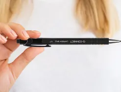 Stylo-bille q-connect lambda rétractable écriture moyenne 0.7mm pointe métal corps caoutchouc couleur encre noir
