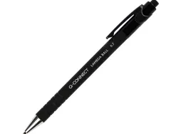 Stylo-bille q-connect lambda rétractable écriture moyenne 0.7mm pointe métal corps caoutchouc couleur encre noir