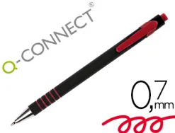 Stylo-bille q-connect lambda rétractable écriture moyenne 0.7mm pointe métal corps caoutchouc couleur encre rouge