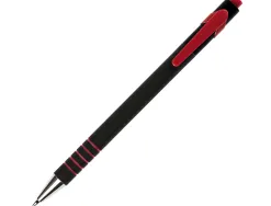 Stylo-bille q-connect lambda rétractable écriture moyenne 0.7mm pointe métal corps caoutchouc couleur encre rouge