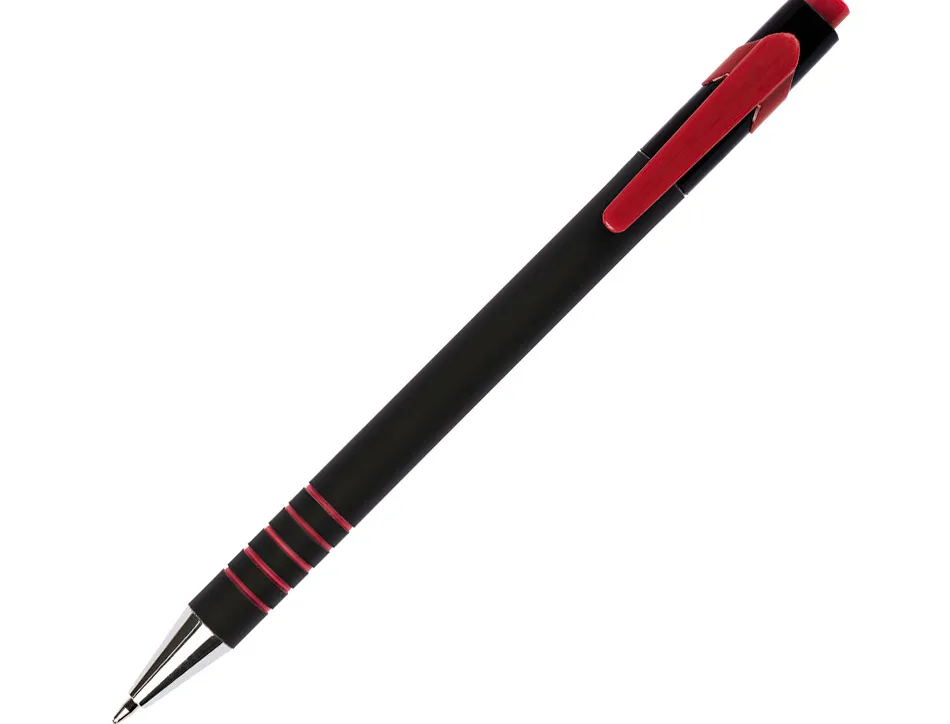 Stylo-bille q-connect lambda rétractable écriture moyenne 0.7mm pointe métal corps caoutchouc couleur encre rouge