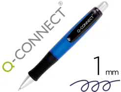 Stylo-bille q-connect premium retractable grip prehension caoutchouc pointe 1mm coloris bleu