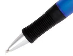 Stylo-bille q-connect premium retractable grip prehension caoutchouc pointe 1mm coloris bleu