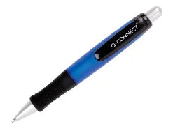 Stylo-bille q-connect premium retractable grip prehension caoutchouc pointe 1mm coloris bleu