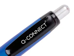 Stylo-bille q-connect premium retractable grip prehension caoutchouc pointe 1mm coloris bleu