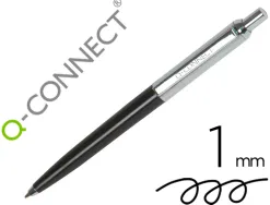 Stylo-bille q-connect premium metallique retractable grip pointe 1mm coloris noir