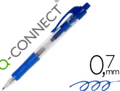 Stylo-bille q-connect rétractable écriture moyenne 0.7mm encre classique clip grip préhension couleur encre bleu