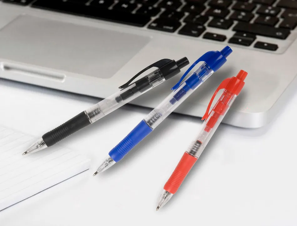 Stylo-bille q-connect rétractable écriture moyenne 0.7mm encre classique clip grip préhension couleur encre bleu