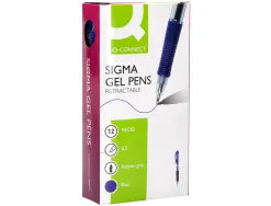 Stylo-bille q-connect sigma écriture moyenne 0.5mm encre gel rétractable corps plastique translucide coloris bleu