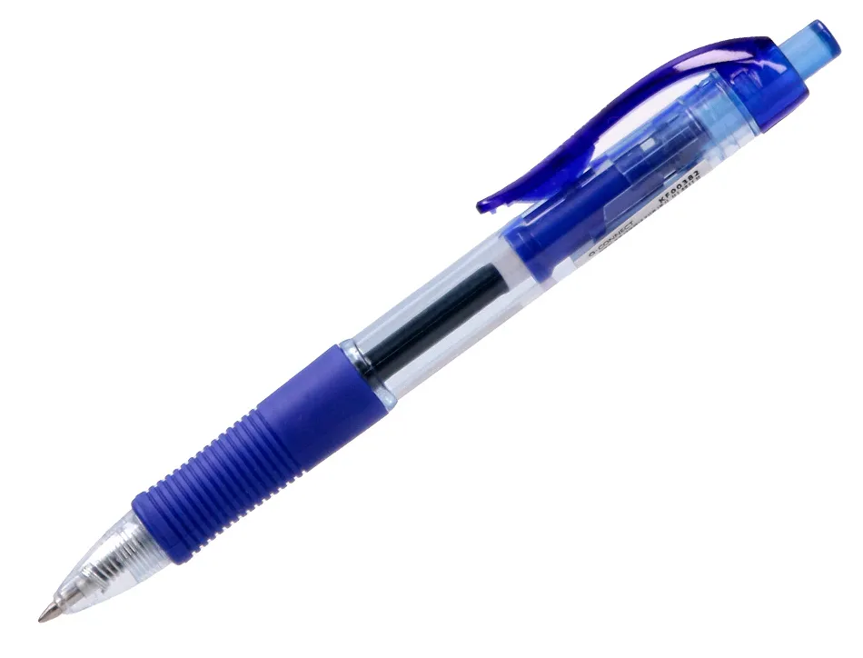 Stylo-bille q-connect sigma écriture moyenne 0.5mm encre gel rétractable corps plastique translucide coloris bleu