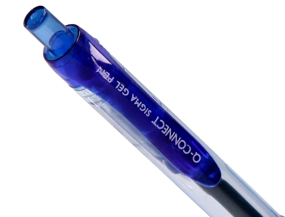 Stylo-bille q-connect sigma écriture moyenne 0.5mm encre gel rétractable corps plastique translucide coloris bleu