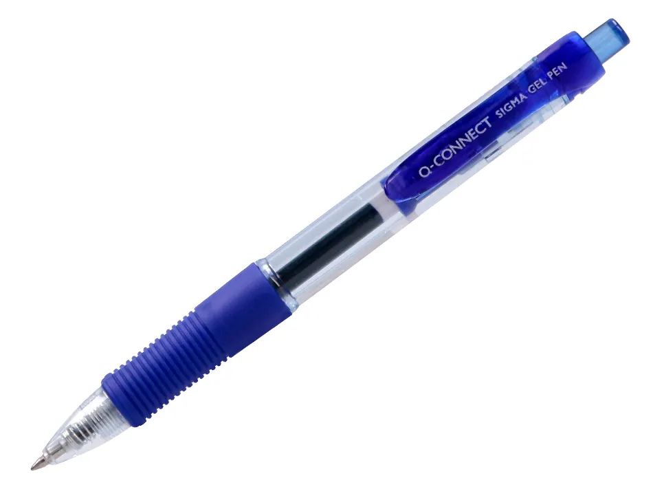 Stylo-bille q-connect sigma écriture moyenne 0.5mm encre gel rétractable corps plastique translucide coloris bleu