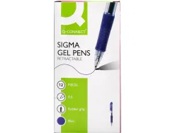 Stylo-bille q-connect sigma écriture moyenne 0.5mm encre gel rétractable corps plastique translucide coloris bleu